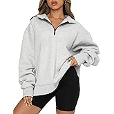 LANBAILAN Womens Oversized Sweatshirts Fall Sweaters Fashion Hoodies Half Zip Pullover Long Sleeve Shirts Clothes Black