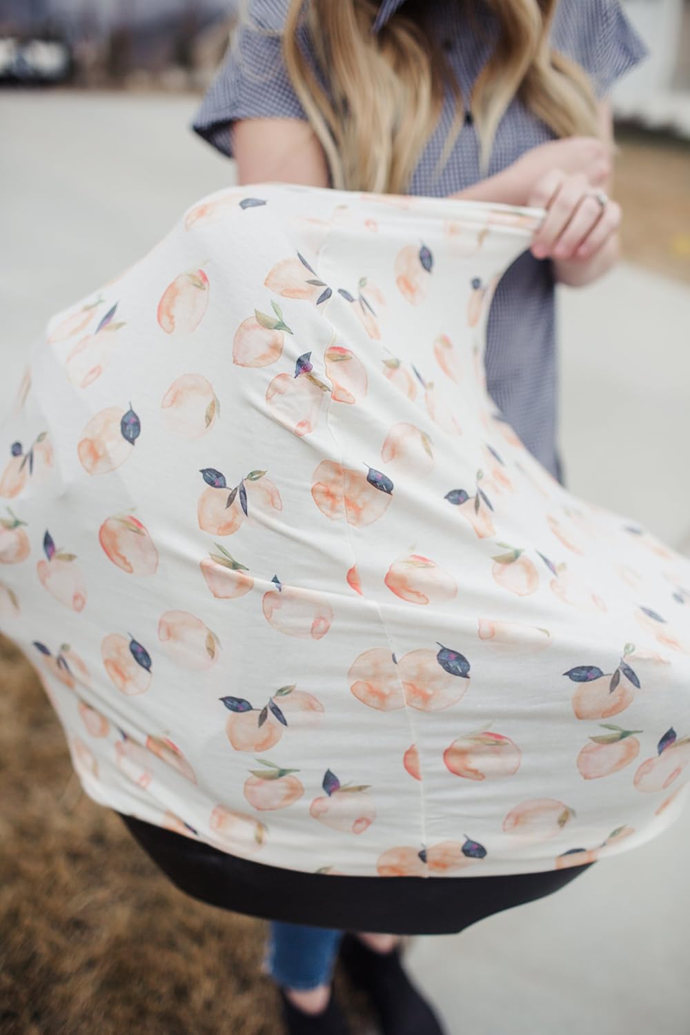 Copper Pearl Baby Car Seat Cover Canopy and Nursing Cover Multi-Use Stretchy 5 in 1 Gift "Caroline", Blue, 5 Inch (Pack of 1) - Image 3