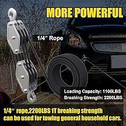 FITHOIST Block and Tackle 2200 LBS Breaking
