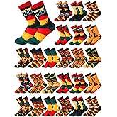 Shinymoon 24 Pairs Black History Month Socks for Men Women Novelty African Flag Juneteenth Crew Socks Black Power Gifts