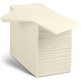 Linen-Feel Cream Paper Napkins - Decortive Cloth-Like Disposable Dinner Napkins - Soft And Absorbent Napkins for Thanksgiving, Party, Wedding, Bathroom Or Any Occasion. (Pack of 100)