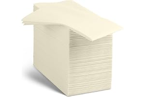BLOOMINGOODS Linen-Feel Cream Paper Napkins - Decortive Cloth-Like Disposable Dinner Napkins - Soft And Absorbent Napkins for Thanksgiving, Party, Wedding, Bathroom Or Any Occasion. (Pack of 100)