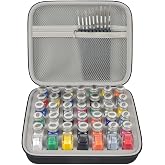 ALKOO Paint Storage Bag for Testors Paint, 42 Bottles, 9 Brushes | Foam paint organizer bag holds 42 bottles and 9 brushes, with mesh pocket for hobbyists, travel and home storage, no paints