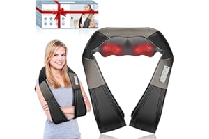 JQX Neck Massager, Cordless Shiatsu Neck and Back Massager with 5 Speed Levels, Shoulder Massager with 3D Kneading Massager, Relax Muscles at Home& Offie& Car, Best Gifts for Women Men Mom Dad