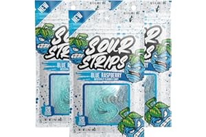 Sour Strips Flavored Sour Candy Strips, Deliciously Sour Chewy Candy Belts, Vegetarian Candies, 3 Pack (Blue Raspberry (3-Pack))