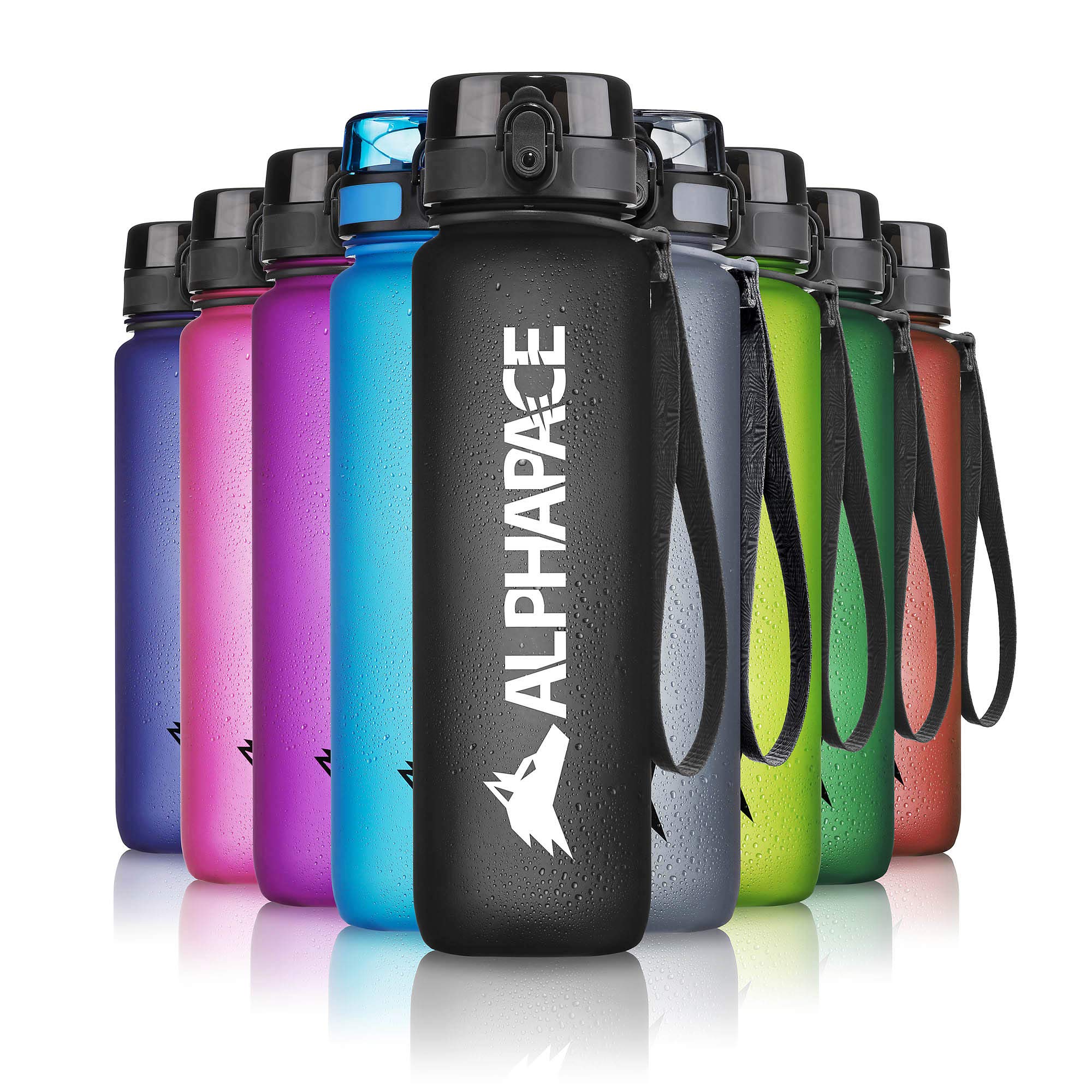 ALPHAPACE Water Bottle, Leak Proof 1000ml Drinks Bottle, BPA Free Bottle for Sports, Cycling & Outdoor Activities, Sports Bottle with Fruit Infuser, Black — image 1