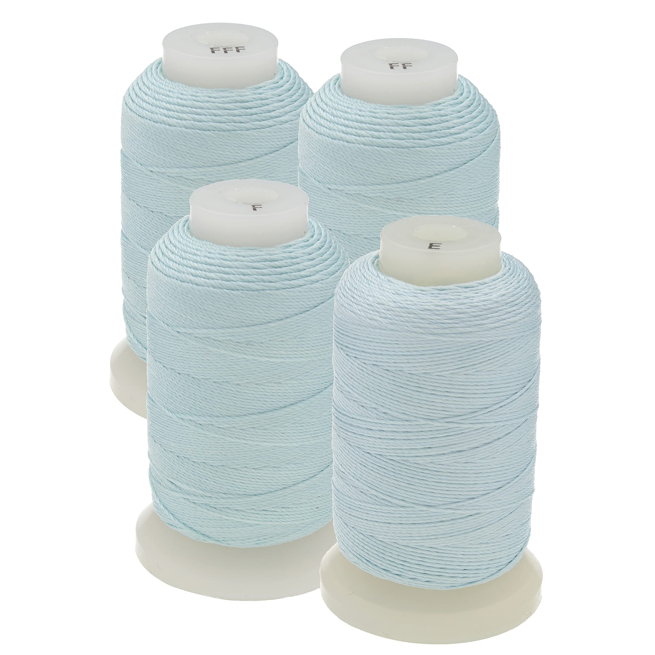 The Beadsmith Pure Silk Cord – Turquoise, 4 Assorted Sizes (E, F, FF & FFF),1/2 Oz Each Image