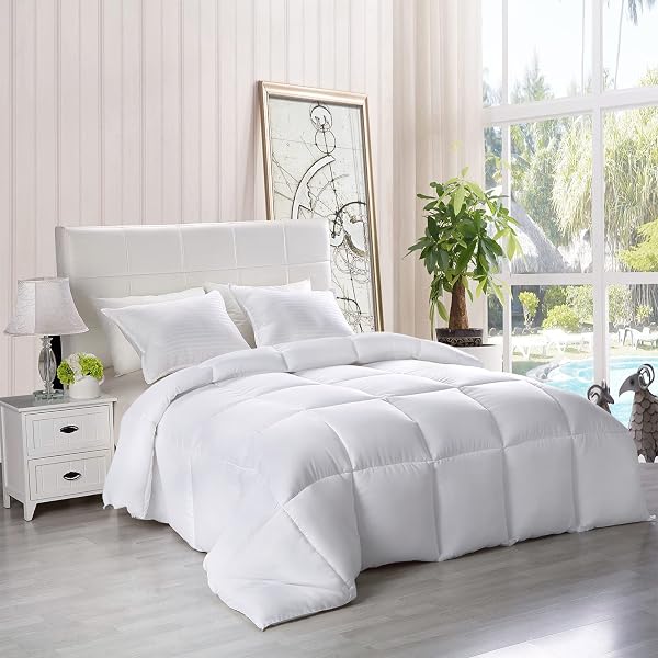UTOPIA BEDDING COMFORTERS TWIN XL SIZE, ALL SEASON DUVET INSERT, DOWN ALTERNATIVE BOX STITCHED BED COMFORTER WITH CORNER TABS, MACHINE WASHABLE (WHITE)