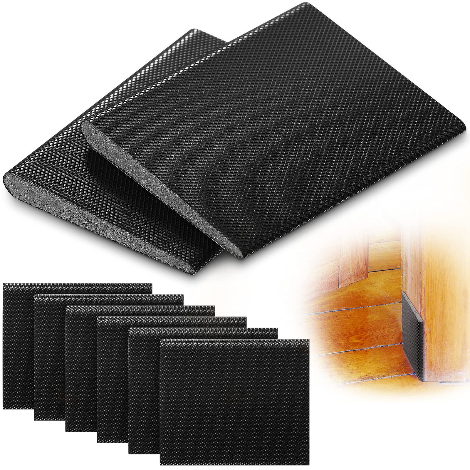 Photo 1 of Jetec 6 Peices Self-Adhesive Door Corner Seals, Gap Filler Seal Strip Weather Stripping Draft Stopper Door Frame Seal Corner Foam for Weather Protection Isolation of Noise(Black)