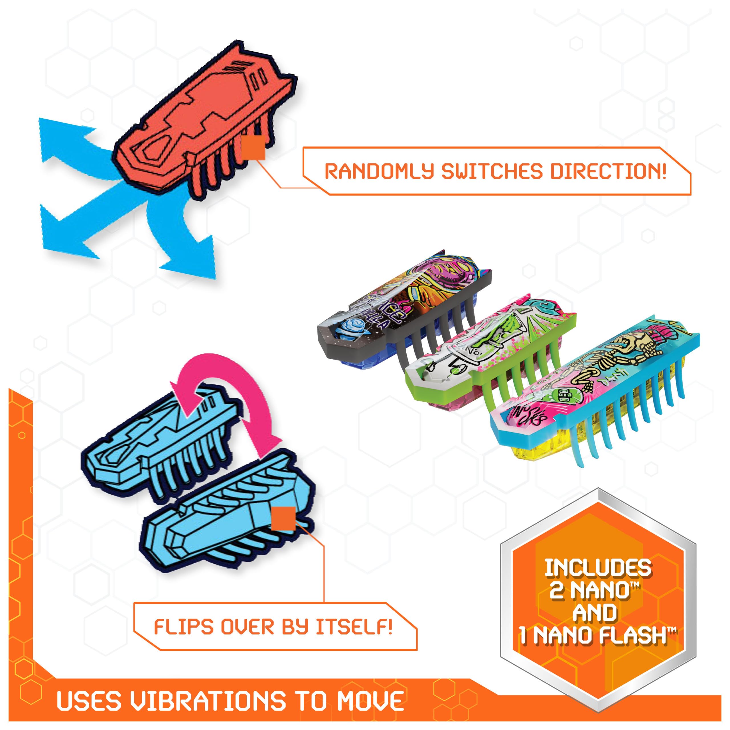 HEX BOTS Nano Land, Sensory Toys for Kids & Cats with Over 40 Pieces & 3 Nano Bots, Toy Playsets & Mini Robot Toy for Kids Ages 3 & Up, Batteries Included