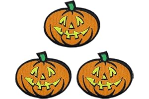 ROCKAPATCH 3.15'' Halloween Pumpkin Lovely Embroidered Iron on sew on Patch Applique Pack of 3
