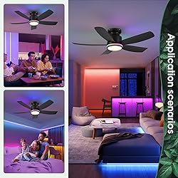 Ceiling Fans with RGB Lights and Remote/APP