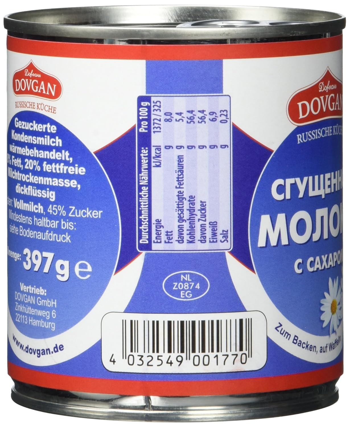 Dovgan Gezuckerte Kondensmilch 8 Prozent Fett Easy Open 6er Pack 6 X 397 G Amazon De Lebensmittel Getranke