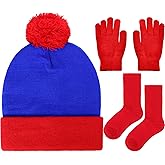 Shinymoon Halloween Character Cosplay Knit Pom Beanie Hat Glove Socks Halloween Headdress for Men Women Costume Accessories