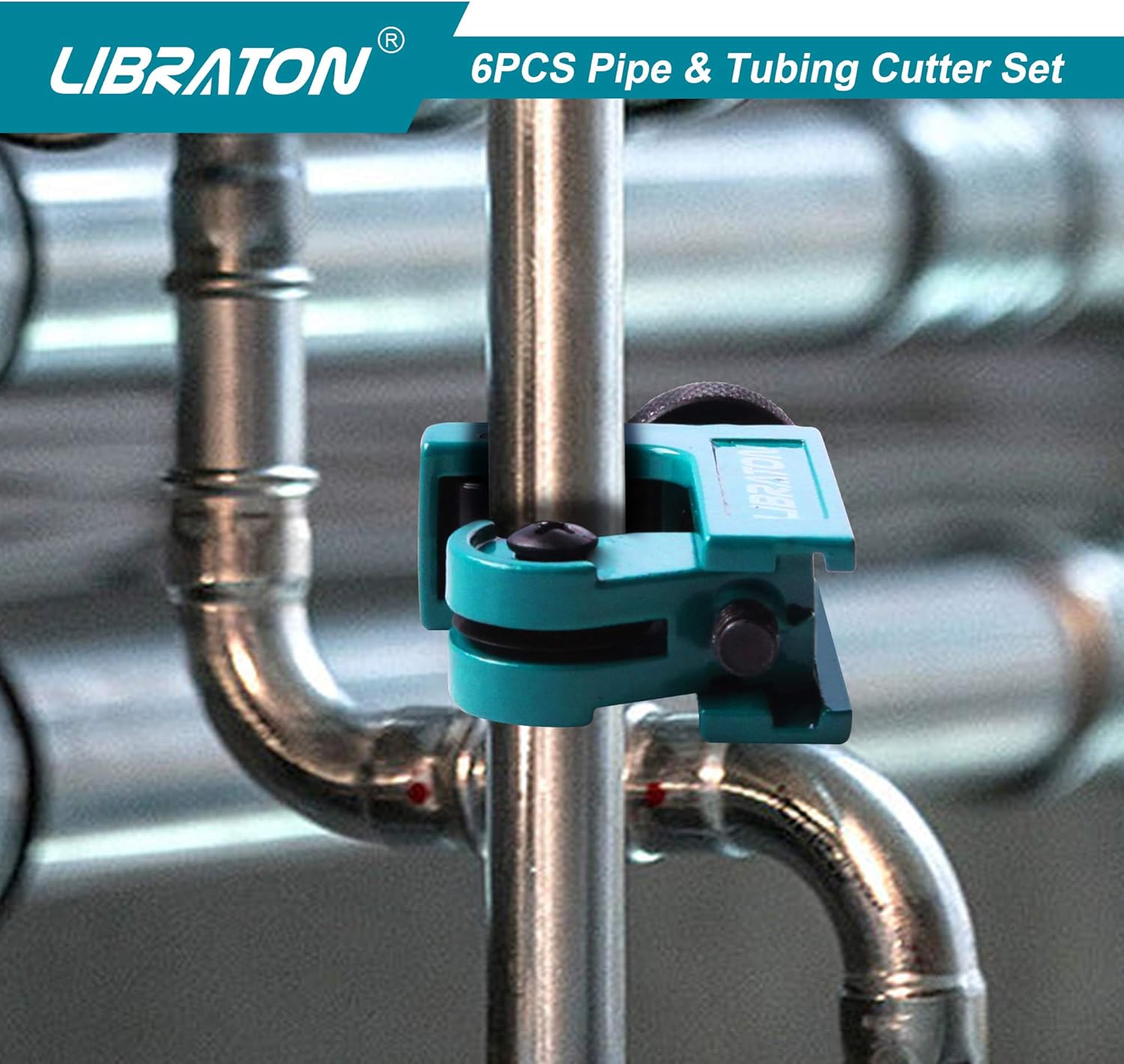 Libraton Pex Cutter 1-1/4", PVC Pipe Cutter, PEX Tube Cutter 1/8" to 7/8", PEX Pipe Cutting Tools for PEX, PVC, PPR Plastic, Extra PTFE Seal Tapes 400" - - 