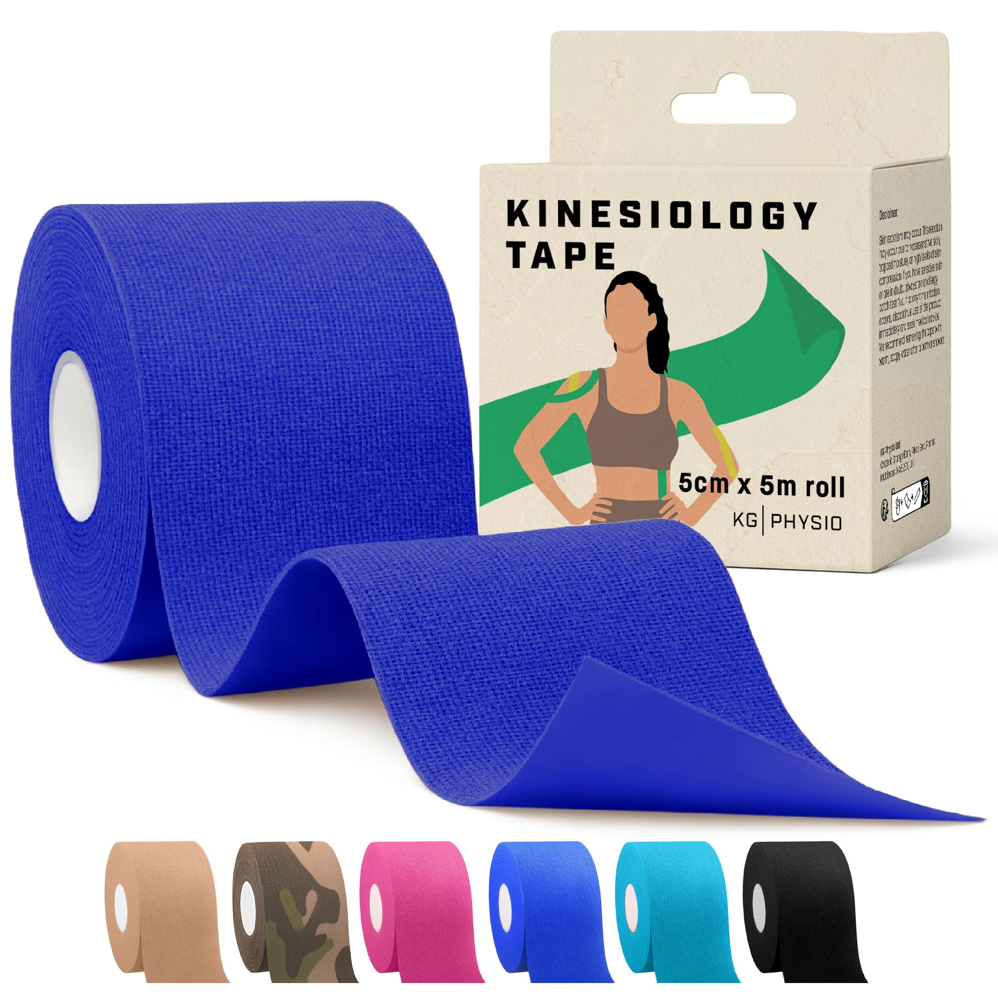 Kinesiology Tape 5m Roll - Sports and Medical Tape for Joint and Muscle Support, Multipurpose KT Tape, Body Tape, Knee Tape, Boob Tape, Physio Tape, Sports Tape, Trans Tape, Athletic Tape - Dark Blue