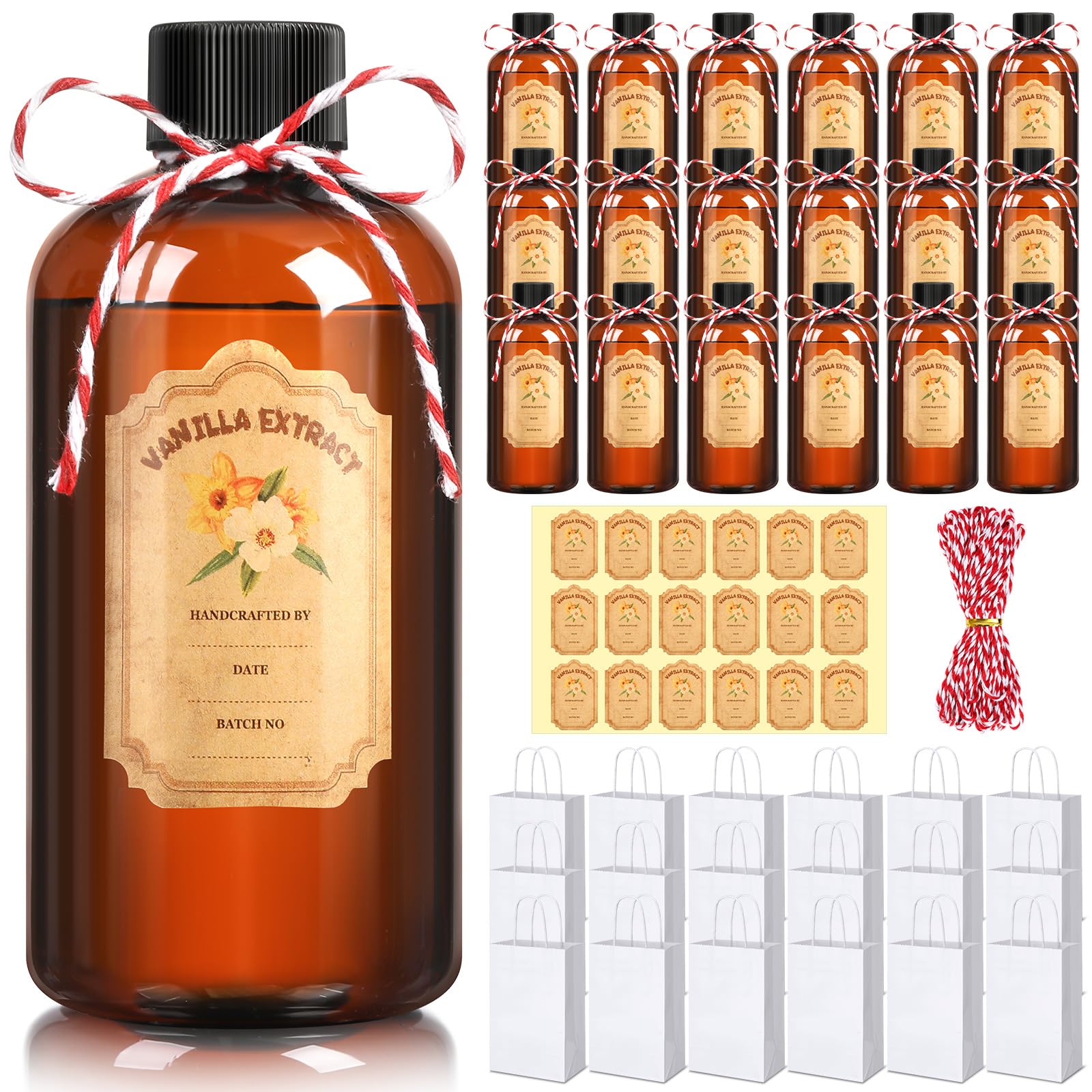 Photo 1 of **missing parts**
LemonRoad 18 Pack 8 oz Vanilla Extract Bottles with Lids Homemade Gift Amber Bottles Plastic Brown Jars Leakproof Refillable Empty Containers for Vanilla Extract, Potion, Juice, Ginger Shots, Liquids