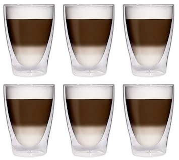 6x 280ml XL doppelwandige Latte Macchiato-Gläser / Cocktailgläser / Eistee-Gläser / Saft- und Wassergläser - 6x 280ml edle Th