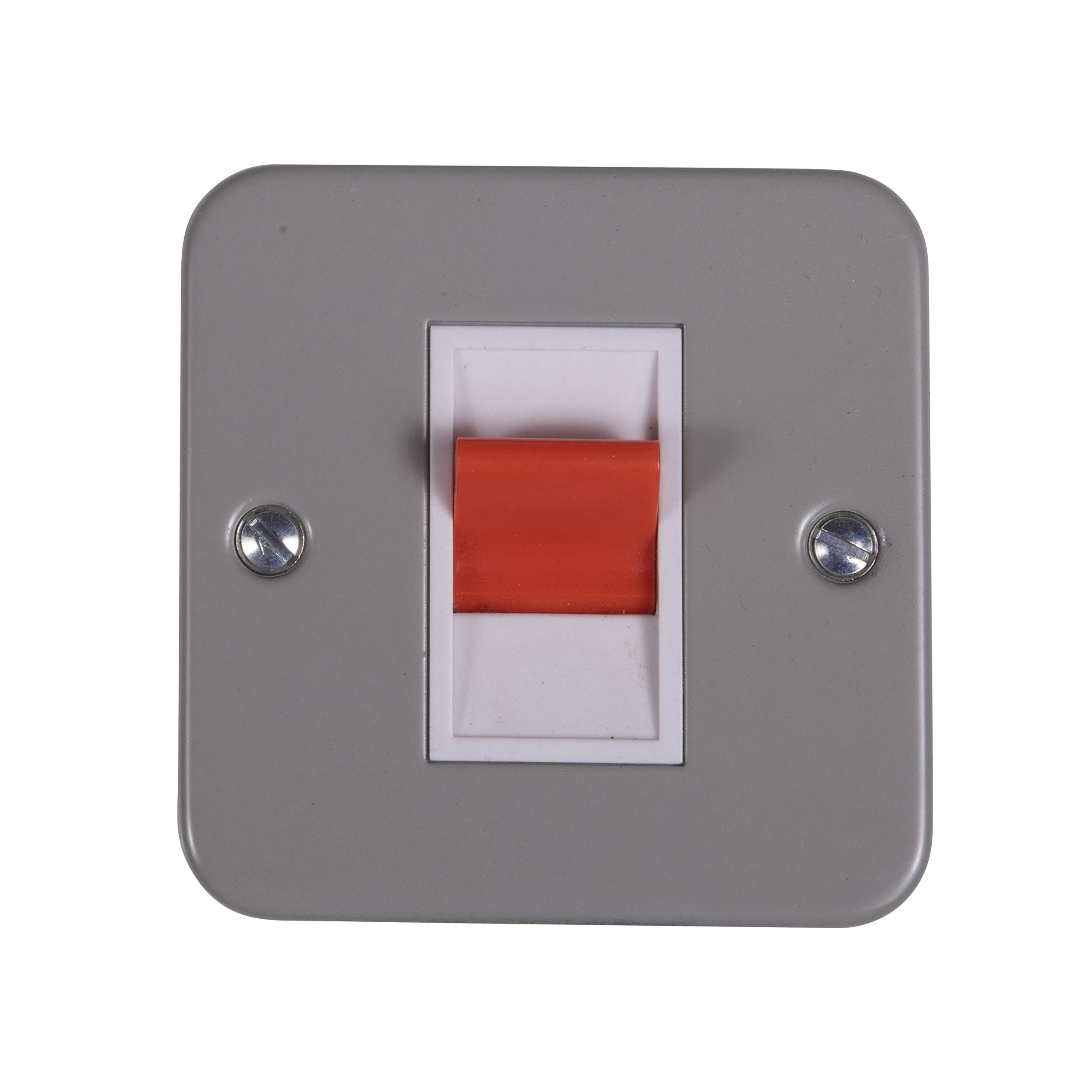 Schneider Electric Exclusive Metal Clad - Single Light Switch, Double Pole, 50A, GMC50S, Grey with White Insert, Pack of 10