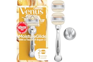 GILLETTE VENUS Venus Moistureglide Women's Razor, Reusable Handle, 2 Razor Blade Refills and Shower Holder, Holiday Gifts for Women
