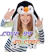 SUNHUITOY Black & White Penguin Plush Hat Moving Ears Cosplay Kids Adults Fun view 7