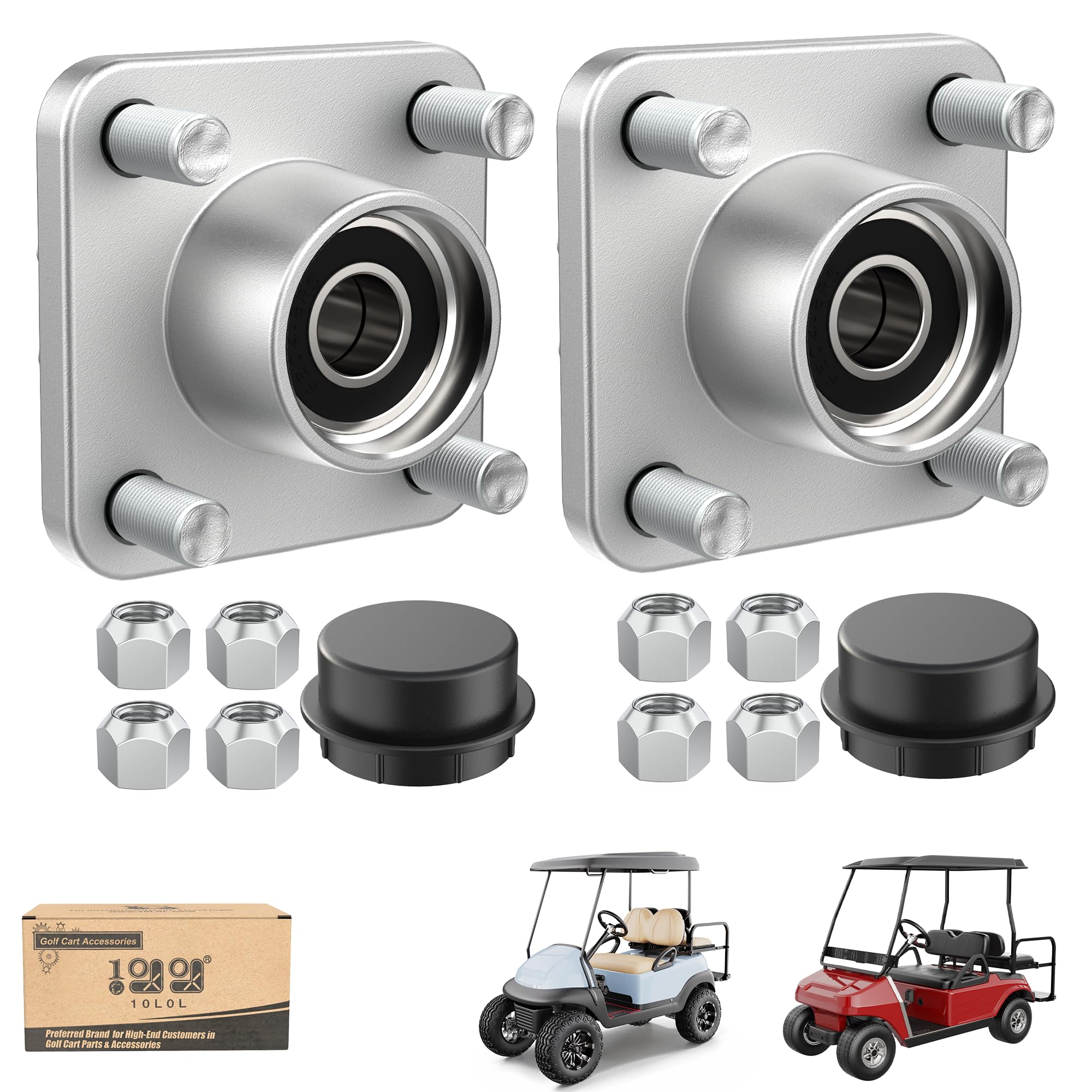 Photo 1 of 10L0L Golf Cart Front Wheel Hub Assembly 2 Pack for Club Car DS and Precedent 2003-up, Front Hub Replacement Kit 102357701 with Ball Bearing, Oil Seal & Dust Cover