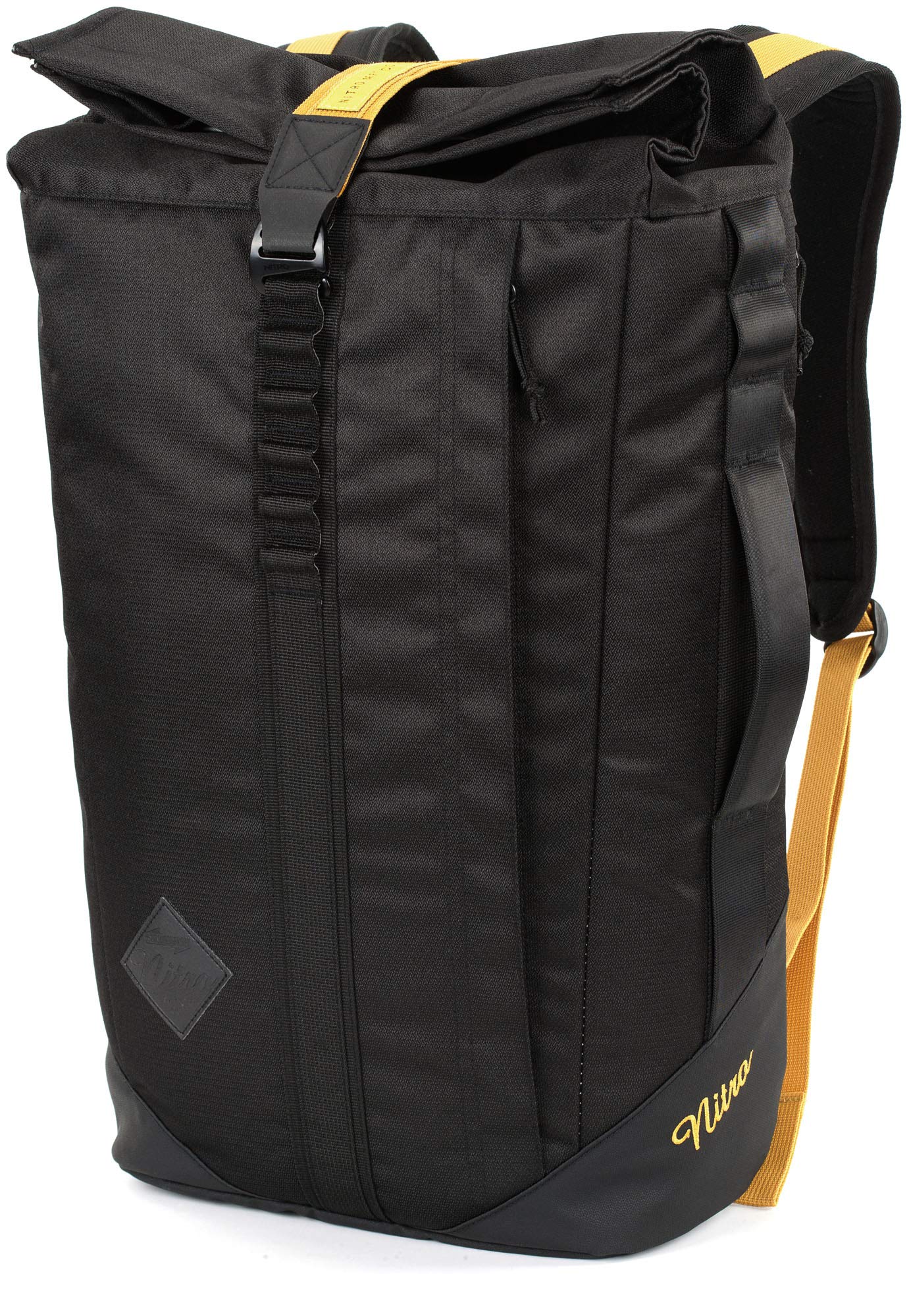 Scrambler, Businessrucksack mit Roll-Top und gepolstertem 15“ Wide Laptopfach, Urban Mobility Rucksack, Kurierrucksack, Alltagsrucksack, Golden Black, 28L +