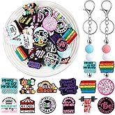 Silipull 40 Pcs Inspirational Silicone Focal Beads for Pens Silicone Beads Bulk for Keychain Making DIY Gift Necklace Bracelet Jewelry