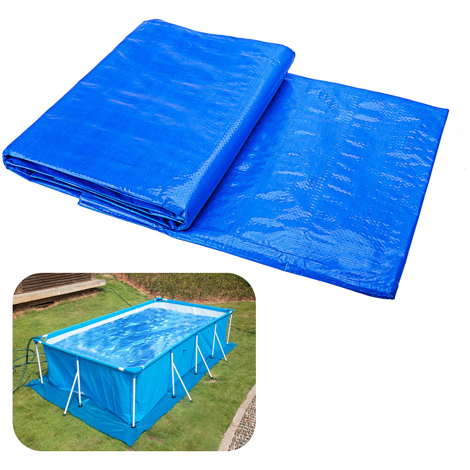 Photo 1 of codree 9.7 x 6.7 Ft Rectangular Pool Ground Cloths- Waterproof PE Swimming Pool Ground Cloth- Dust-Proof Heavy Duty Square Ground Cloth Pool Tarp for Above Ground Pools