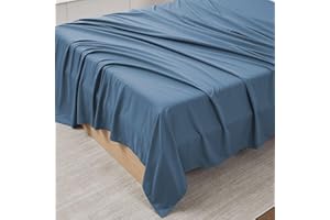 King Size Flat Sheet - Ultra Soft & Breathable Brushed Microfiber Top Sheet for King Size Beds, Denim Blue