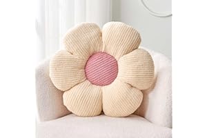 Kcvvcr Flower Throw Pillow, Soft White 14.9" Shaped Floor Pillow for Home Decor, Cute Aesthetic Plush Decorative Pillows for Bed, Sofa, Couch