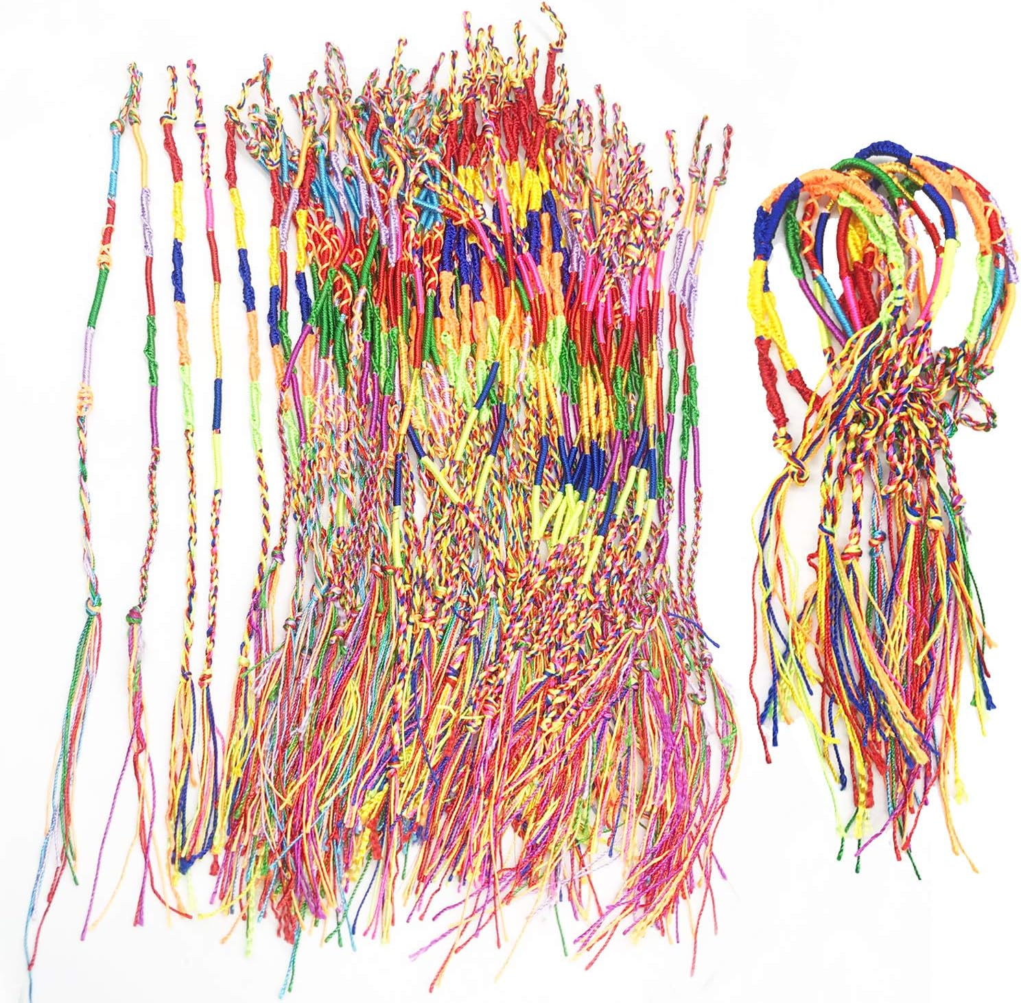 Seasonsky 80 PCS Handmade Braided Bracelets Colorful Friendship Cords Thread Bracelets Party Supply Favors for Wrist Anklet