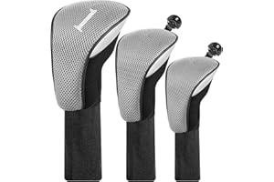 FINGER TEN Golf Club Head Covers for Woods - 3 Pack Set, Fits Driver, Fairway & Hybrid Clubs, with 1/3/5/7/X Interchangeable 