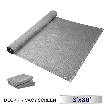 3 x 86, Solid Grey: Windscreen4less Deck Privacy Screen for Backyard, Patio, Balcony, Pool, Porch, Railiing, Gardening, Fence Shield Rails Protection GRE