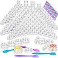 MotBach 100 Pcs 3g Empty Plastic Containers with Lids,Tiny Makeup Sample Containers Small Pot Jars Clear Round Cosmetic Jars with 20 Pcs Mini Spatulas for Liquid Sample Powder Creams (Clear Lid)