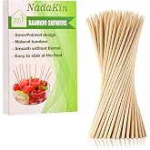 200 PCS Bamboo Skewers, 8 Inch Food Sticks for Appetizers Fruit Kebabs | Natural Mini Wooden Skewers for Barbecue Grilling Bu
