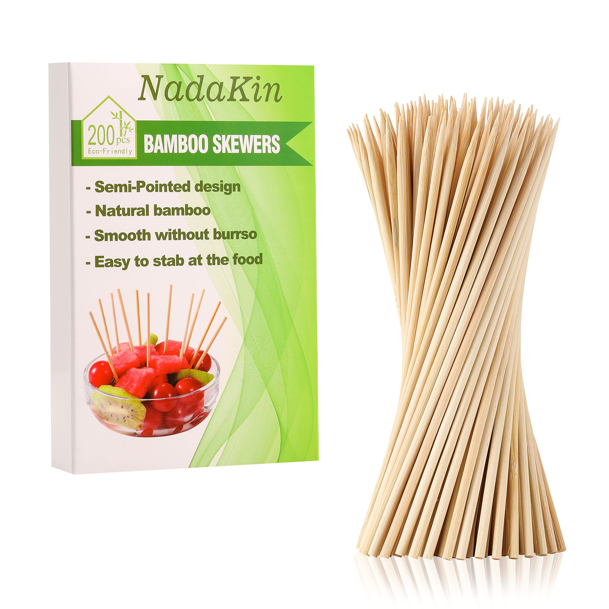 Photo 1 of 200 PCS Bamboo Skewers, 6 Inch Food Sticks for Appetizers, Fruit, Grilling Kebabs, Cocktail Picks for Drinks, Toothpicks Natural, Kitchen Gadget