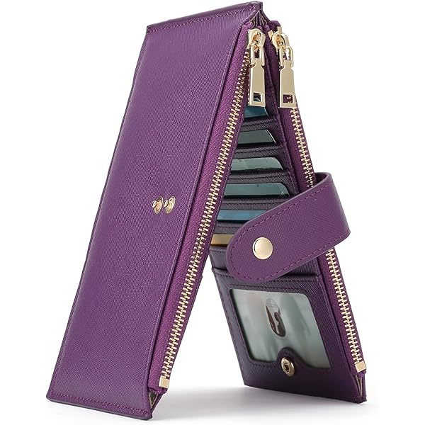 GOIACII Cartera Para Mujer Con Bloqueo RFID Plegable Para Tarjetas De Crédito Con 2 Bolsillos Con Cremallera, Color Rosa Coral