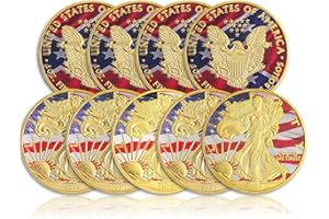 SINBDLAI 5pcs American Gold Eagle Coins, 2020-2024 Fine Gold Eagle Commemorative Coins, Statue of Liberty Gold Plated Coin Colored Edition Collection Coin, Craft Decorations Collections