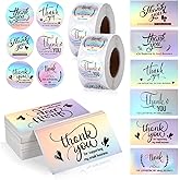 1120Pcs Thank You Stickers and Cards Set for Supporting My Small Business, Include 120 Business Card & 1000 Thank You Stickers Labels for Retail Store Package Insert Envelope Seals