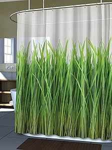 Splash Home EVA 5G Grass Shower Curtain Liner Design for Bathroom Showers and Bathtubs - Free of PVC Chlorine and Chemical Smell - Eco-Friendly - 100% Waterproof, 72 X 70 inch - Green