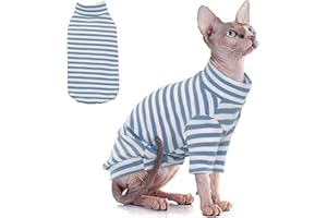 PUMYPOREITY Sphynx Cat Clothes - Soft Hairless Shirt With Sleeves, Stretchy Sweater, Pullover Pajamas Jumpsuit, Turtleneck Ou