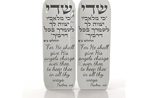 TYLDUM Car Mezuzah, Jewish Car Mezuzah for Auto with Travelers Prayer Scroll Engraved Kosher, Judaica Gifts, Jewish Gifts Yisrael Gifts, Made in Canada Plexiglass by Jewish Artisan (2, Silver)