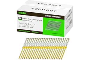meite Framing Nails, 21 Degree 3-1/4" X 0.131", Round Head Galvanized Nails (1,000 Counts) Smooth Shank for Framing Nail Guns