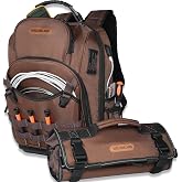 WELKINLAND 70Pockets HVAC Tool Backpack With Tool Roll, Tool Bag Backpack | Tool Backpack Heavy Duty w/ 1 Roll &amp; 2 Pouch,Mechanic Tool Backpack, HVAC Backpacks Tools Bag,Tools Backpacks Men Heavy Duty