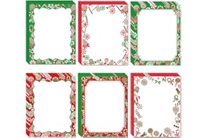 QILERY 180 Sheets Christmas Stationery Paper Peppermints Candy Canes Stationery Paper Holiday Letter Sheet for Notes Xmas Greeting Cards Invitation Office School Printing, 8.5" x 11"