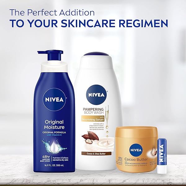 NIVEA ORIGINAL MOISTURE BODY LOTION WITH VITAMIN E, BODY LOTION FOR DRY SKIN, 16.9 FL OZ PUMP BOTTLE