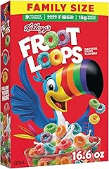 Kellogg's Froot Loops Breakfast Cereal, Good Source of Fiber, 15g Whole Grains, Family Size, 16.6 oz