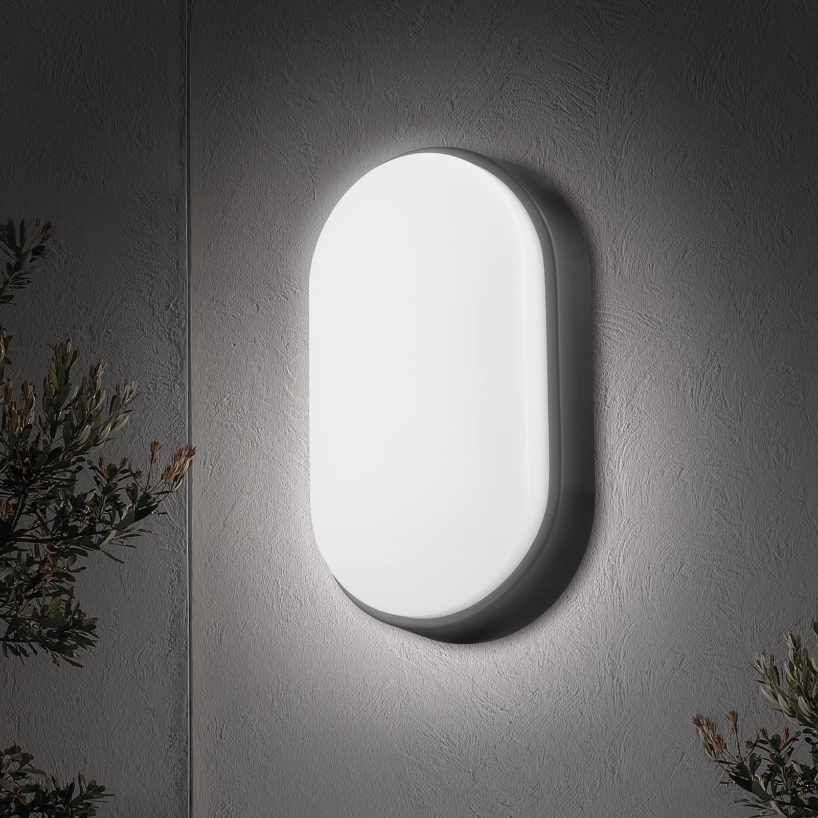 18W LED 4000K IP65 Flush Wall Mounted Oval Bulkhead Light Fitting with Black Trim for Indoor, Outdoor, Bath, Office, Hallway, Corridor, Utility, Garden, Shed, Workshop, Patio etc- Improved Version