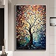 Colorful Tree of Life Wall Art Abstract Textured Tree Prints Fantasy Abstract Print Poster Modern Tree of Life Wall Art Blooming Tree Pictures Abstract Colorful Tree Canvas Prints 16x24inch No Frame